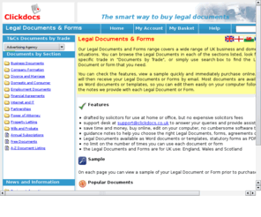 taskforce2000.co.uk: UK Legal Documents
UK Legal documents, forms, contracts and agreements for small business. Tenancy agreements, wills, divorce forms for home users. Legal information and links.