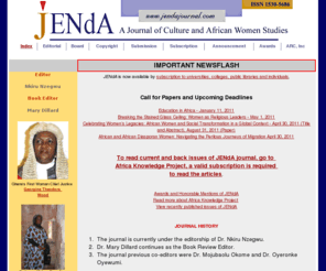 jendajournal.com: JENDA: A JOURNAL OF CULTURE AND AFRICAN WOMEN STUDIES
Jenda: Journal of Culture and African Women Studies