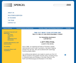 trustee.com: 
SPERGEL, providing bankruptcy and consumer proposal solutions for over 20 years.