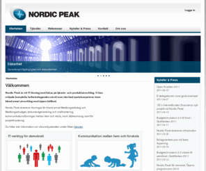 nordicpeak.net: Nordic Peak - Startsidan
Nordic Peaks huvudområde ligger inom e-tjänster och produktutveckling. Företaget är baserat i Sundsvall och erbjuder bland annat molntjänster för Medborgardialog, Medborgarbudget, kommunikationslösningar för hem och skola, äldreomsorg samt projektstyrning.