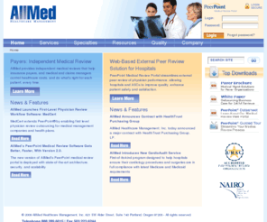 allmedmd.com: Peer Review | Independent Medical Review - AllMed
An Independent review organization providing independent medical review and hospital peer review services that improve quality and patient safety.