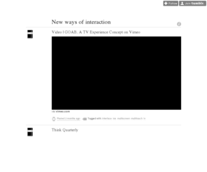new-ways-of-interaction.com: New ways of interaction
This page is a collection of projects about newer ways of human and physical interaction, hosted by Jens Franke (jensfranke.com | twitter.com/jensfranke). It features interactive installations and...