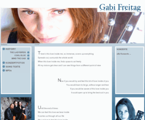 gabifreitag.com: Gabi Freitag - Liedermacherin
Gabi Freitag ist eine vom irisch-englischen Folk beeinflusste Liedermacherin 