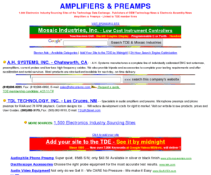 amplifiersandpreamps.com: Amplifiers & Preamps - Audio Amplifiers - www.AmplifiersAndPreaps.com
Amplifiers and Preamps from the Technology Data Exchange - Linked to TDE member firms.