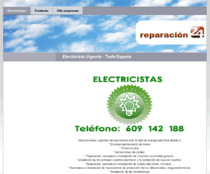 electricista-urgente.es: Electricistas - www.reparacion24.es  - electricista urgente,electricistas 24 horas, reparacion averias y asistencia del hogar
Electricidad urgencias 24 horas toda España