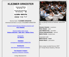 klezmerorkester.com: Klezmer music band - Klezmer Orkester
Klezmer Orkester - zespól muzyczny