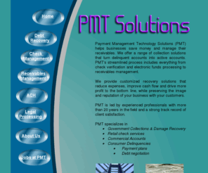 pmt-solutions.com: PMT Solutions
Debt collection and damage recovery for businesses and government agencies