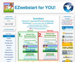 ezwebstart.com: Quickstart - EZwebstart for YOU!
EZwebstart -- open source programs, web hosting, domain names, web design, ecommerce, security certificates and much more!