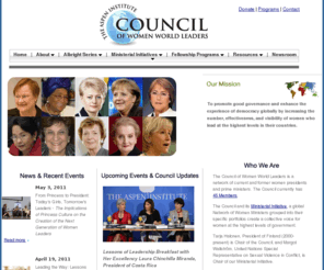 womenworldleaders.net: Council of Women World Leaders  |  A collective voice since 1997
The Council of Women World Leaders is a network of current and former women presidents and prime ministers. The Council's mission is to mobilize the highest-level women leaders globally for collective action on issues of critical importance to women and equitable development.