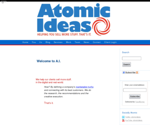 atomicideas.com: - Atomic Ideas - Marketing For Sales! Helping You Sell More Stuff!
We make ideas to help you sell more stuff. Discussions on marketing, brands, branding, social media, advertising, digital strategy and more.