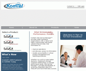 komtel.com: Komtel
IVR & Web reporting and administrative services for retail Demonstrators, Merchandisers, and Mystery Shoppers.