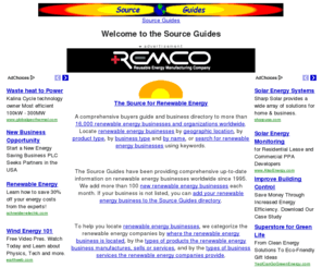 sourceguides.com: Source Guides
Business Directory and Guide to Renewable Energy businesses and organizations worldwide.