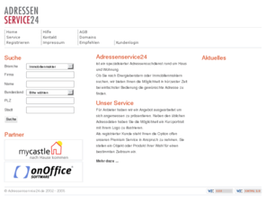 xn--knochenmhle-0hb.com: Adressenservice24 -  Das Adressenportal
Adressenservice24.de, ein Adressenportal zum schnellen Suchen und Finden von Adressen.