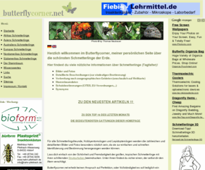 butterflycorner.net: ButterflyCorner.net: Schmetterlinge aus aller Welt
Schmetterlinge aller Kontinente einfach bestimmen! Schmetterling, Ei, Raupe, Puppe und Metamorphose. Fotos, detaillierte Beschreibungen, Infos von Schmetterlingen weltweit.