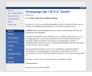 ibps-gmbh.com: Homepage der I.B.P.S. GmbH
Haus- und Mietverwaltung, Hausmeisterservice, Wärmemessdienst