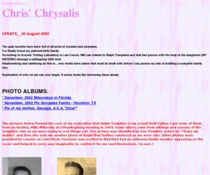 wcscott.net: Chris' Chrysalis
Display family pictures, Y-STR DNA and RFLP DNA results in search for Eugene Baker, my biological father