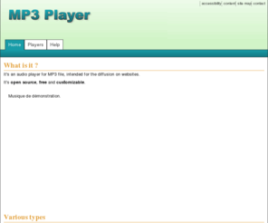 flash-mp3-player.net: MP3 Player
Audio player for MP3 file, intended for the diffusion on websites.