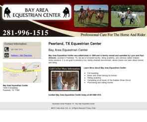 baectx.net: Equestrian Center Pearland, TX - Bay Area Equestrian Center
Bay Area Equestrian Center provides fun, family-oriented horse riding lessons to Pearland, TX. Call 281-996-1515 for more information.