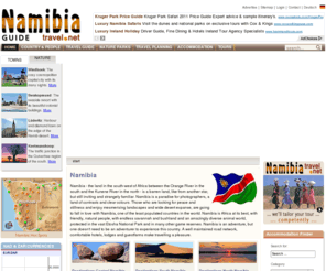 namibia-travel.net: Namibia Travel Guide | Khashana
Namibia, comprehensive travel guide and travel portal for all regions in Namibia. With thausands of informative pages and photos. With accommodation and car rental offers.