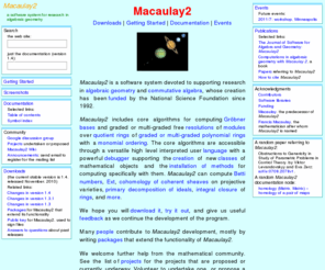 macaulay2.com: Macaulay2
Macaulay2 home page