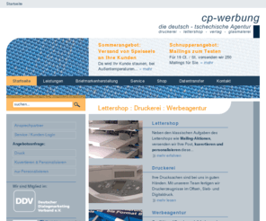 cp-werbung.de: Lettershop : Druckerei : Werbeagentur
Starteseite der Firma cp-werbung