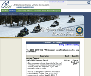 snoparkpermits.com: OHV Home
Official web site for CA State Parks