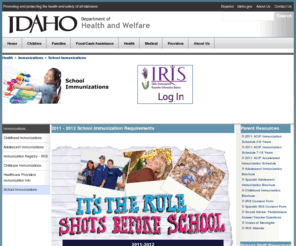 immunizeidahoschools.org: School Immunizations
Idaho Department of Health and Welfare