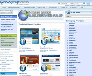 newsgroupsreviews.com: Newsgroup Servers Home Usenet Provider Reviews
Real User Rated Reviews on Usenet Newsgroup Access Providers, Newsreaders, Utilities and More. Usenet Access Specials and Discounts.