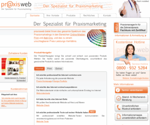 praxisphoto.net: Homepage für Praxis und Zahnarztpraxis: praxisweb
praxisweb ist Ihr Spezialist für wirtschaftliches Praxismarketing. Wir bringen Sie mit effizienten Lösungen und Ihrer eigenen Homepage ins Internet.