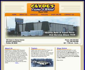 clydesframe.com: Clydes frame and Wheel - Pontiac, MI 248-338-0323
Clydes Frame and Wheel has been serving southeast Michigan since 1939. We offer full repair services for cars trucks, commercial, semis diesels, and more. We now offer trailers and snowplows. We feature brands like Amsoil, Jasper engines and transmissions, Spicer and many more!