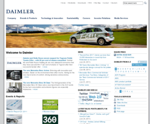 daimlerchrysler.co.uk: Home | Daimler
Corporate Website of Daimler AG: Information about the Daimler group, its divisions, brands and products, technology and innovation, sustainability efforts, Investor Relations and much more.