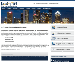 nextlevelfl.com: Sage Accpac, Sage Accpac ERP, Accounting Software - Nextlevel IS
NextLevel Information Solutions offers a suite of software solutions to help you better manage your company's information systems. Our certified consultants will effectively analyze your business processes and successfully implement the best-fit solution to get the most from your investment.