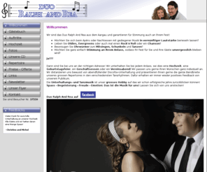 ralphandrea.com: Willkommen beim Duo Ralph And Rea
Tanz- und Unterhaltungsmusik aus dem Aargau spielt gerne für Ihren Anlass. Verlangen Sie eine unverbindliche Offete für Ihr Fest !!!!!
