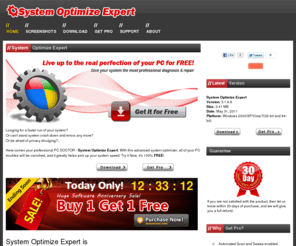 systemoptimizeexpert.com: System Optimize Expert
System Optimize Expert is FREE registry cleaner that specialized in improving your system performance by fixing registry errors and optimizing system.