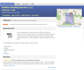 routinecleaningservicellc.com: Routine Cleaning Service L.L.C. | Las Vegas, NV 89142 | DexKnows.com™
Routine Cleaning Service L.L.C. in Las Vegas, NV 89142. Find business information, reviews, maps, coupons, driving directions and more.