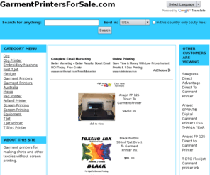 garmentprintersforsale.com: Garment printers for sale
Garment printers for making shirts and other textiles without screen printing.