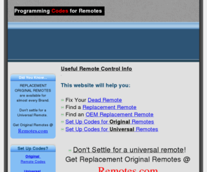 remote-codes.com: Remote Codes
Free universal remote codes, programming codes and setup codes