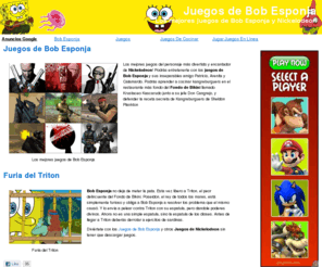 juegobobesponja.net: Juegos de Bob Esponja
Los mejores juegos de Bob Esponja, Patricio, Calamardo y otros habitantes de El Fondo de Bikini. Juegos de Nickelodeon.