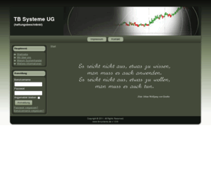 tb-systeme.com: TB Systeme UG (haftungsbeschränkt)
Firma TB Systeme UG (haftungsbeschränkt)