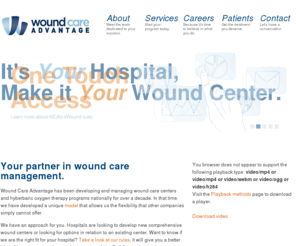 medicorwoundprograms.com: Wound Care Advantage | Wound Care Management
Wound Care Advantage specializes in developing and managing wound care and hyperbaric medicine programs for new and,or existing centers.