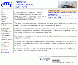 cmi.ac.in: Chennai Mathematical Institute
