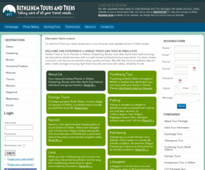 sikkimyatra.com: Homepage
Bethleham Tours & Treks travel agency is based in sikkim, offering package tours in north east India.