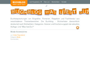 was-liest-du.de: Buchblog - Was liest Du - Bücherliste
Buchbesprechungen von Biografien, Romanen, Ratgebern und Fachliteratur aus verschiedenen Themenbereichen. Der Buchblog - Bücherlisten übersichtlich strukturiert nach...