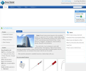 ewaydental.com: Endodontic Products,Orthodontic Products,Dental Root Canal files,Diamond Burs,Brackets--Eway Dental Co.,Ltd--Powered by MetInfo
Supply high quality endodontic files and orthodontic products from China. Such as Dental root canal K files,H files,Reamers,Brackets and Archwires. 