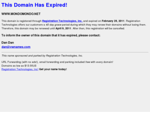 mondomondo.net: MONDOMONDO.NET Has Expired!
