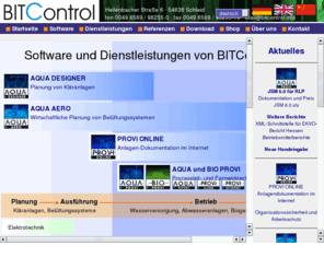 aquaoffice.org: BITControl GmbH | Kläranlagen, Software, Bemessung, A131, Belüftung, Fernwirktechnik, Energie, Optimierung
Spezialisiert auf Kläranlagen, Software und Bemessung nach A131, realisiert BITControl auch Belüftung, Fernwirktechnik, Energie, Optimierung, Prozessleittechnik, zur Planung von, SBR, Membran, Beratung, Biogasanlagen, Anlagenplanung, Abwasserbehandlung, Faulung, Projektkostenbewertung, Betriebssoftware, Wasserversorgung