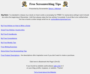 simonjmichael.com: Free Screenwriting Tips
Free tips on how to create a marketable screenplay!