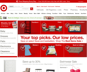 targt.com: Target.com - Furniture, Patio, Baby, Toys, Electronics, Video Games
Shop Target and get Bullseye Free shipping when you spend $50 on over a half a million items. Shop popular categories: Furniture, Patio, Baby, Toys, Electronics, Video Games.