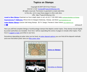 topicsonstamps.info: Topics on Stamps
Listing of different topics on world postage stamps.