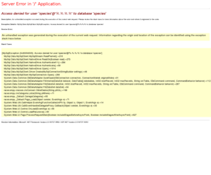 species.com.br: Access denied for user 'species'@'%.%.%.%' to database 'species'
